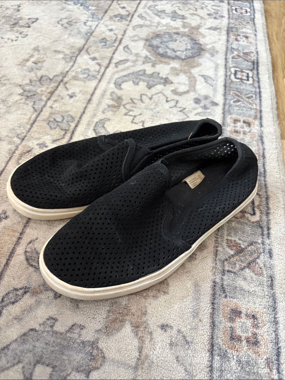 Black Slip-On Perforated Casual Sneakers
